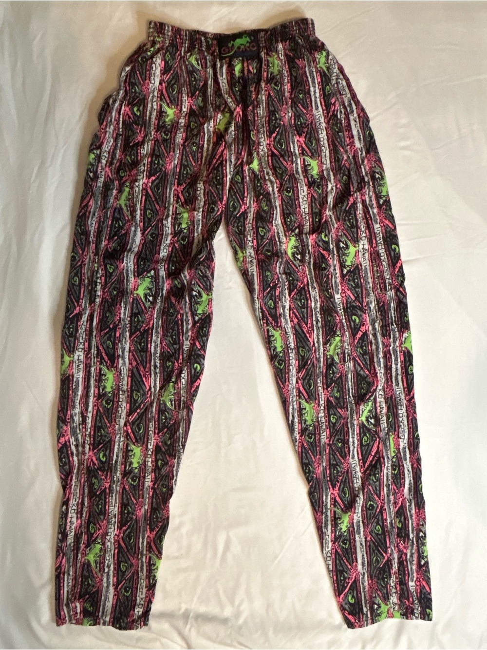 Vintage Gecko Hawaii Neon Graphic Pants — Size Small